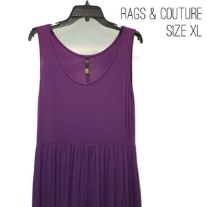 Purple Maxi Dress size XL, Rags and Couture